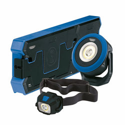 Draper 08319 Wireless/USB Rechargeable Head Torch and Mini Floodlight with Dual Charging Pad